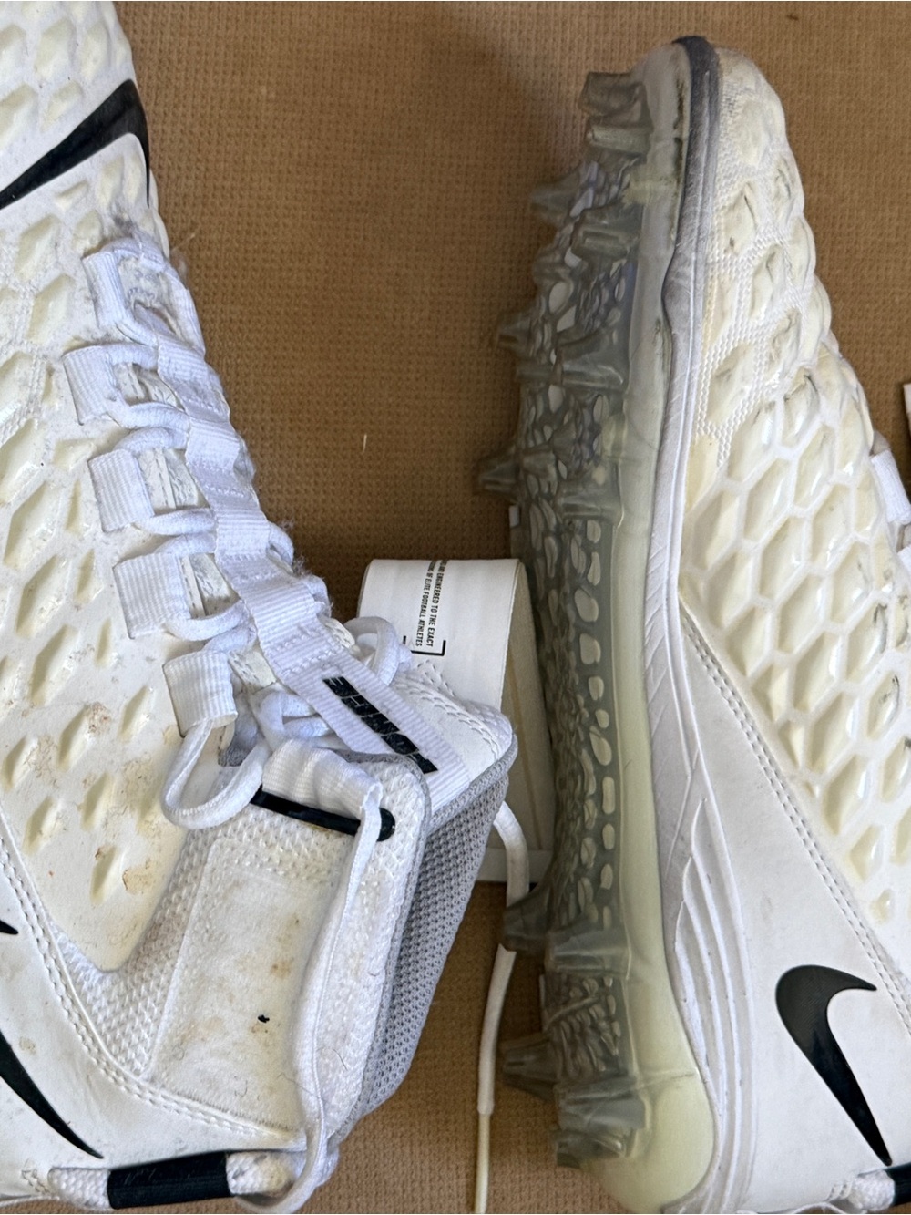 Nike White and Black High-Top Football Cleats - Picture 2 of 3